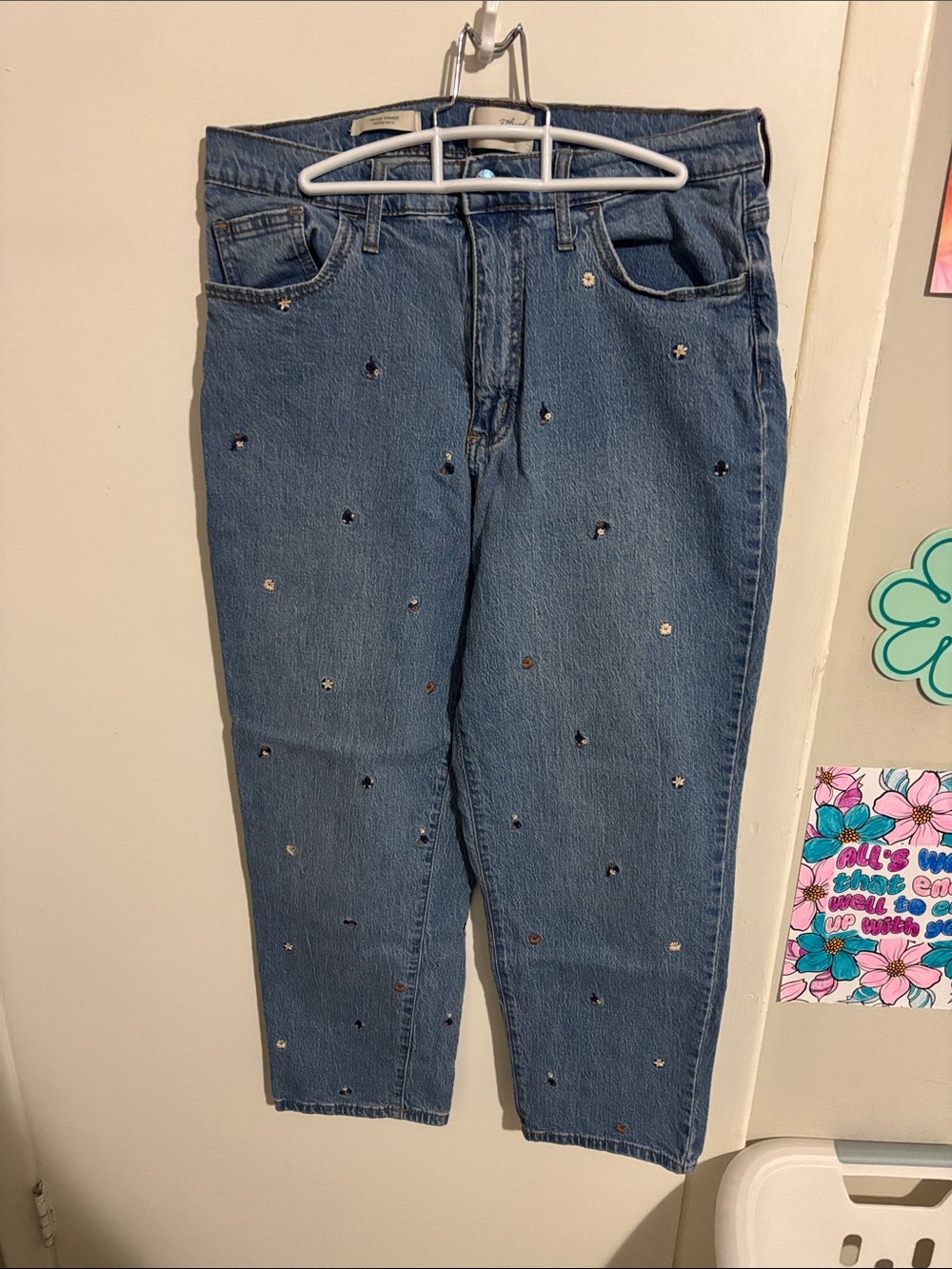 Women's Size 14 Universal Thread Vintage Straight Floral Jeans - 99% Cotton